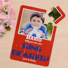 Personalized Red Will You Be My Page Boys Invitation Puzzle