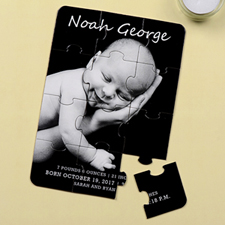 Personalized Portrait Birth Announcement Puzzle Card