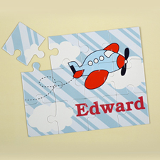 Stripe Plane Personalized Kids Puzzle