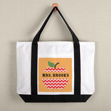 Chevron Apple Personalized Tote For Teacher