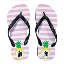 Carol Stripe Pineapple Personalized Flip Flops, Kids Medium