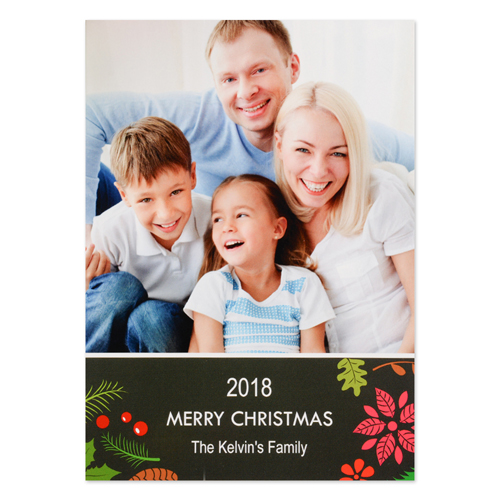 Floral Holiday Personalized Photo Christmas Card