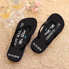 Just Married Personalized Flip Flops, Women Medium