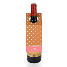 Brown Polka Dots Personalized Wine Tag, set of 6
