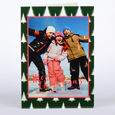 Frosted Tree Personalized Photo Christmas Card, Folded 5X7