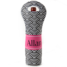 Black Fuchsia Scallop Personalized Neoprene Wine Tote Bag