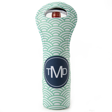 Peacock Green Pattern Personalized Neoprene Wine Tote Bag