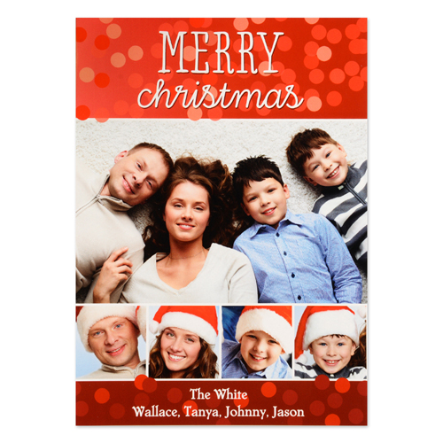 Merry Christmas Five Collage Personalized Photo Card