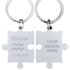Aquarius Symbol Personalized Engraved Puzzle Keychain