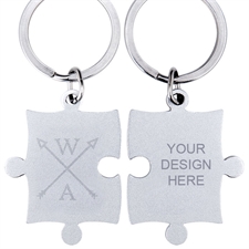 Engraved Wedding Arrow Custom Name Puzzle Keychain