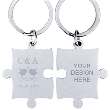 Love Birds Custom Engraved Puzzle Keychain