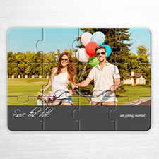 Custom Save The Date Puzzle, Unique Love Grey Invitation Puzzle