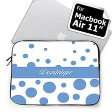 Custom Name Sky Blue Retro Circles Macbook Air 11 Sleeve