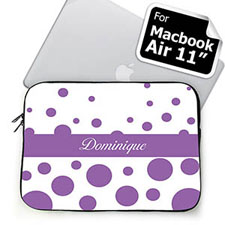 Personalized Name Lavender Retro Circles Macbook Air 11 Sleeve