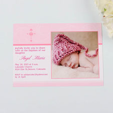 Print Your Own Perfect Angle  Strawberry Baptism Photo Invitation Cards