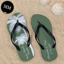 Design My Own Personalized Wedding Palm Tree Men Medium Flip Flop Sandals