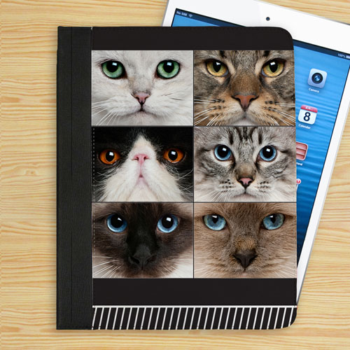 Personalized Black Stripes Six Collage Folio Case